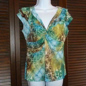 Susan Lawrence Sleeveless Pretty Ruffle Blouse, L